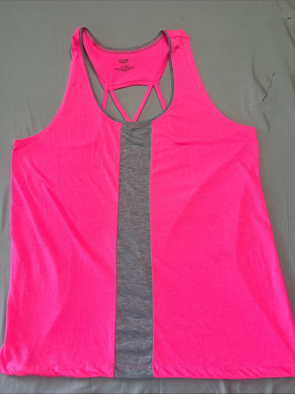 Zone Pro Hot Pink Racerback Tank with Gray Center Stripe0872-001